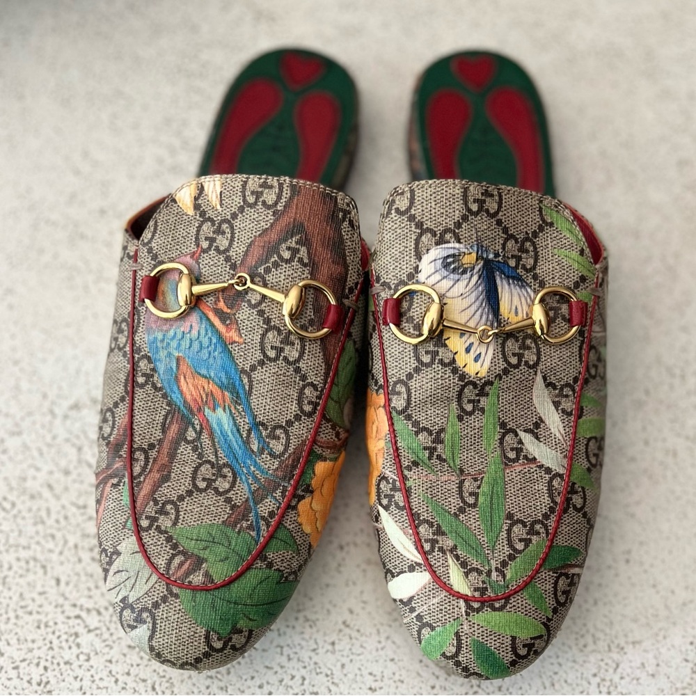 Gucci Princetown Mules GG Supreme Blooms